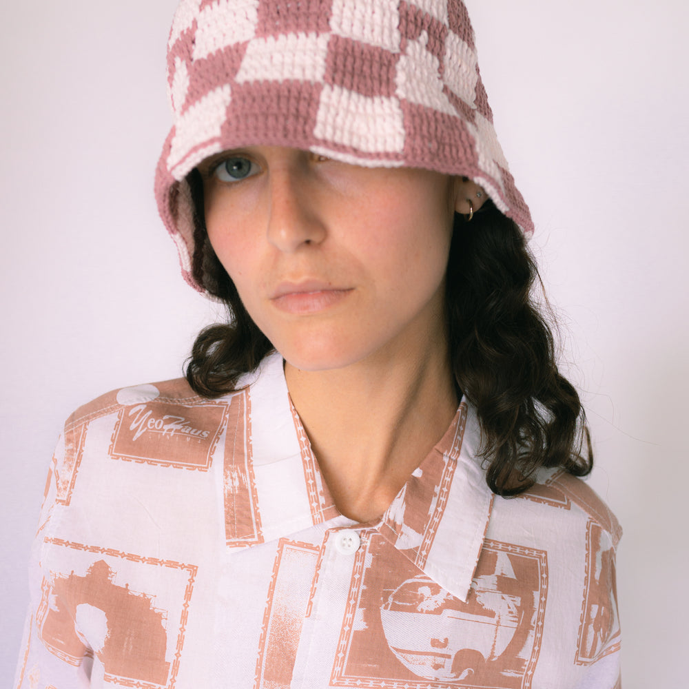 Crochet Bucket Hat Pink/Red
