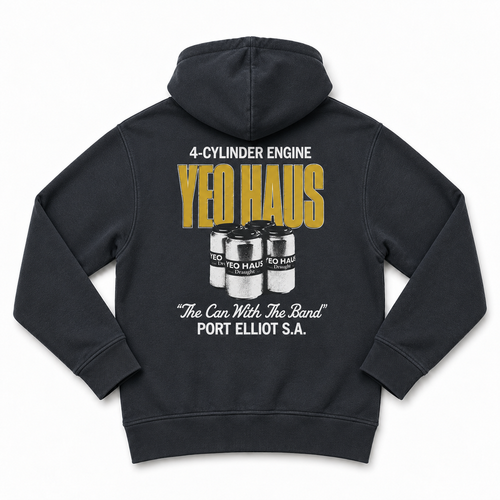 4 Cylinder Vintage Black hoodie back product view