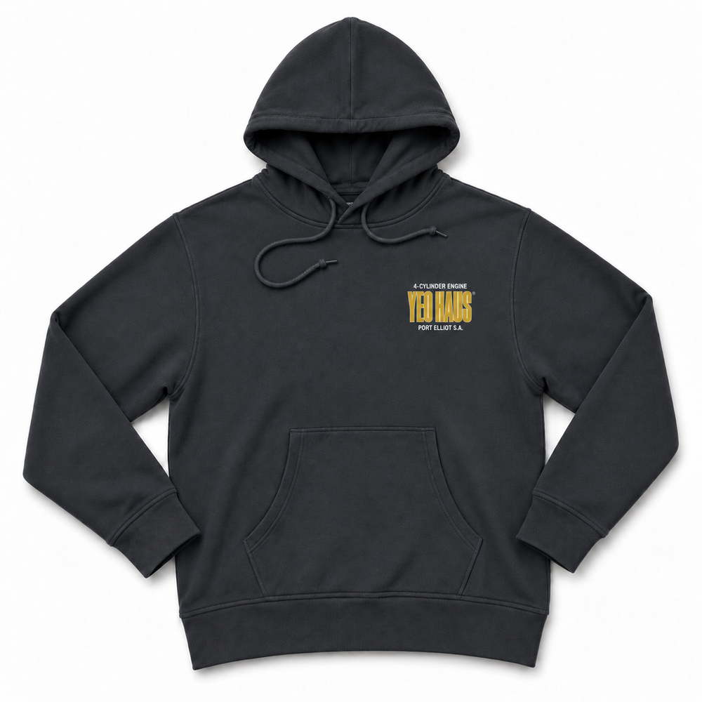 4 Cylinder Vintage Black hoodie front product view