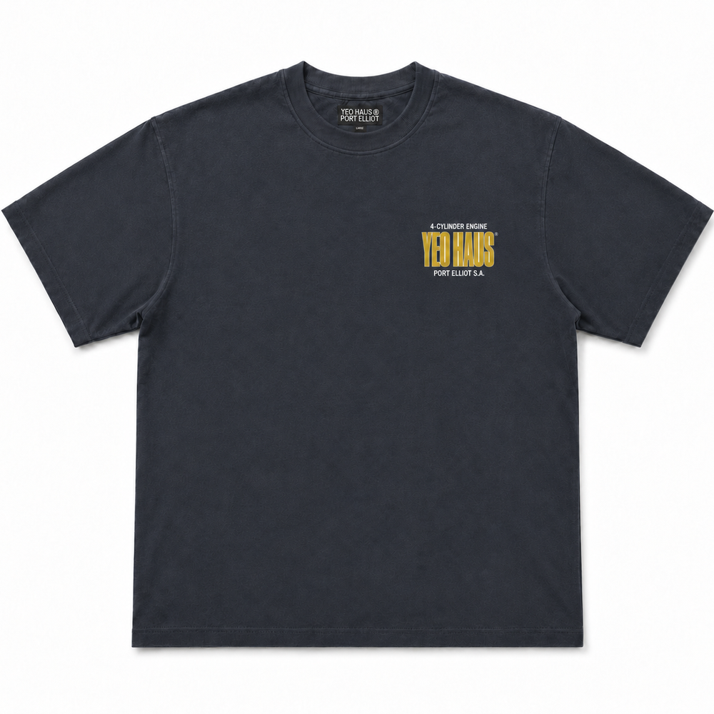4 Cylinder Vintage Black tee front product view