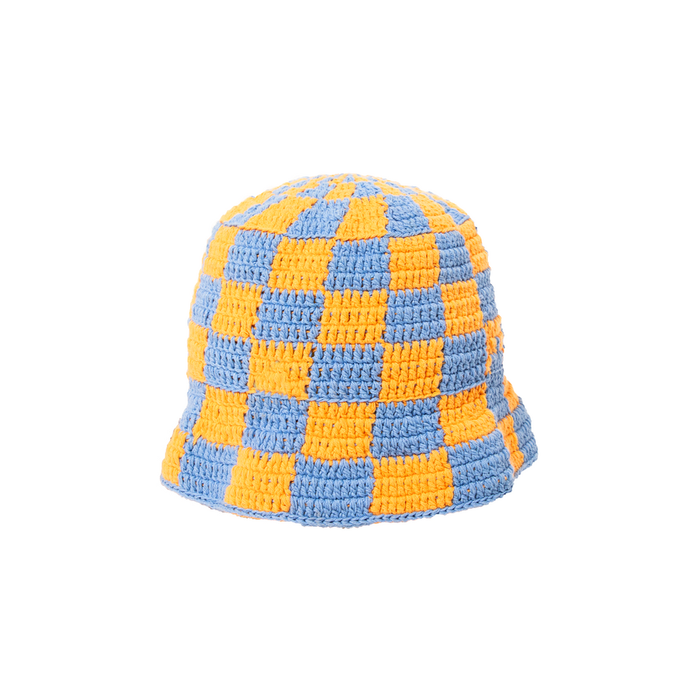 Crochet Bucket Hat Blue/Orange