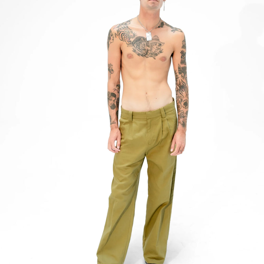 Welcome Rivers - Baggy Twill Trousers Olive